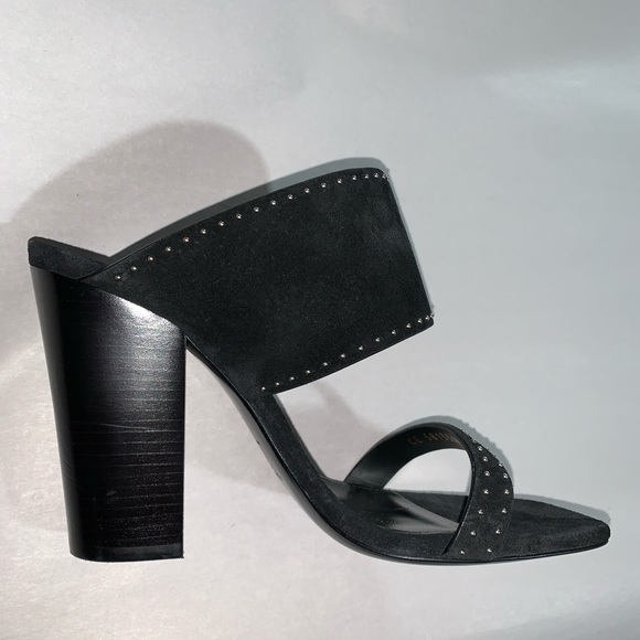 nwob SAINT LAURENT PARIS size 38 black suede MULES - Picture 1 of 11